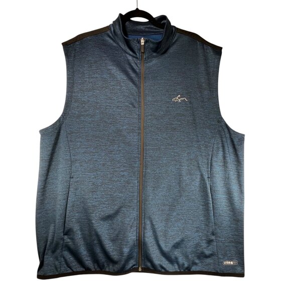 Greg Norman Tasso Elba Blue Heathered Sleeveless Full Zip Vest HydroTech Golf - Picture 1 of 16